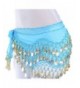 AvaCostume Womens Belly Dance Chiffon Hip Scarf Metal Coins - Lake Blue - C711XXIR5A5