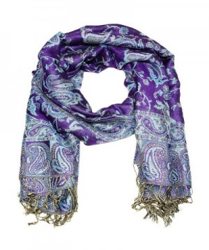 Falari Womens Pashmina Purple Turquoise in Fashion Scarves