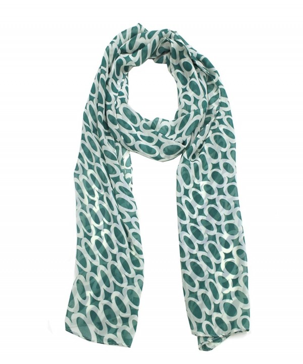 Modadorn Special Sale Circle Print Chiffon Scarf - Emerald - CD11J0HMIQP