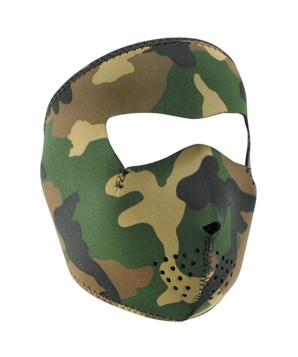 ZANheadgear WNFM118 Woodland Camouflage Neoprene Face Mask - Full Mask - C41123UVTMF