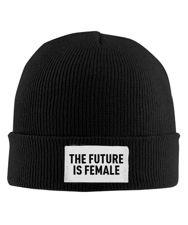The Future Is Female Feminism Man's Stretch Skull Beanie Hat Logo Print Limited Woolen Cap - Black - CD12M4K1LKD