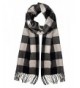 Soft Cashmere Feel Plaid Houndstooth Print Scarf Unisex Scarves Warm & Cozy - Black Gray Checkered Plaid - CC11FOLDFOF