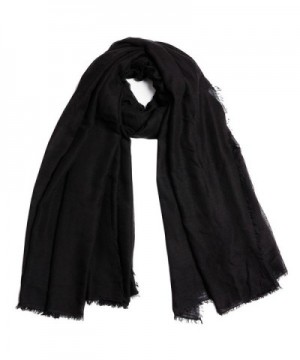 QBSM Women Soft Crinkle Scarf Shawls Pashmina Solid Cotton Wraps Hijab Cover Up - Cotton Black - CQ18346IS49