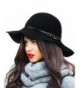 NYFASHION101 Exclusive Women's Chain Link Band Wool Flop Brim Fedora Hat - Black - CS1274IMWDP