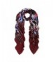 Elegant Large Vintage Floral Design Frayed End Scarf Wrap - Diff Colors Avail - Burgundy - CC1270V5JXL