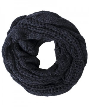 Loritta Womens Winter Warm Ribbed Thick Knit Infinity Scarf Circle Loop Cowl Scarf - Black - CW1859DY0A4