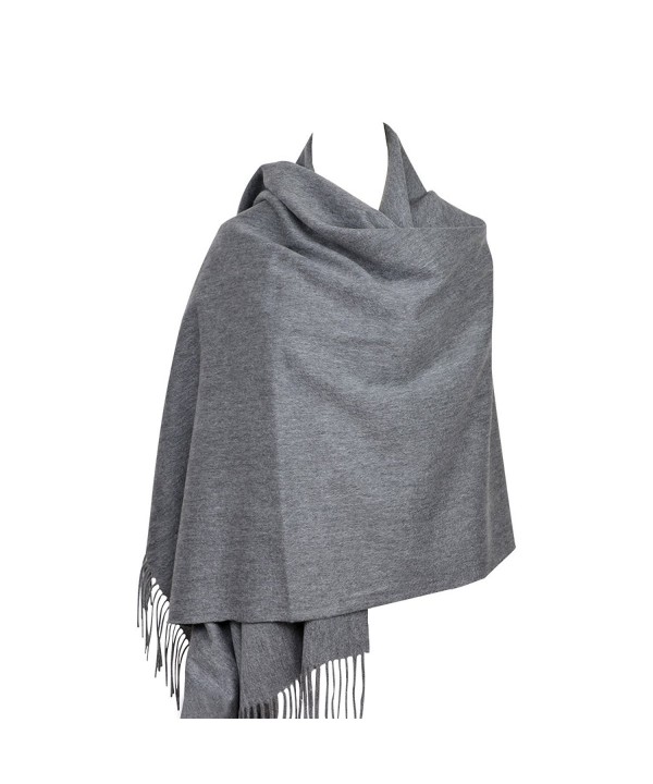 100% Lambswool Women Large Scarf Shawl Wraps Solid Color Thicken Type 78"x 28" - Dark Gray - CE186ZWOXS2