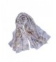 Synthiiz Silk Scarf Georgette Shawl Wrap With Flower Print Large Size For Woman - French Gray - CR185H4EI39