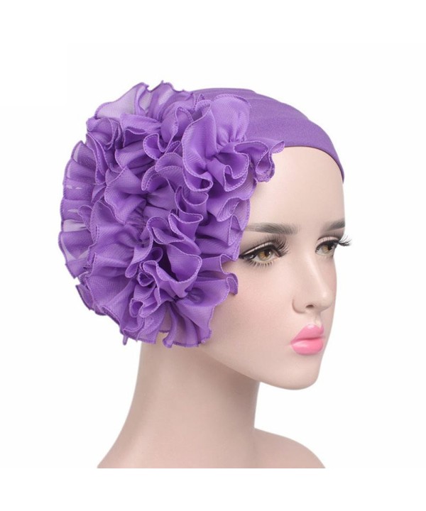 Littleice Women Flower Cancer Chemo Hat Beanie Scarf Turban Head Wrap Cap Headband - Purple - CR185W86IEW