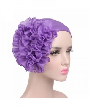 Littleice Women Flower Cancer Chemo Hat Beanie Scarf Turban Head Wrap Cap Headband - Purple - CR185W86IEW