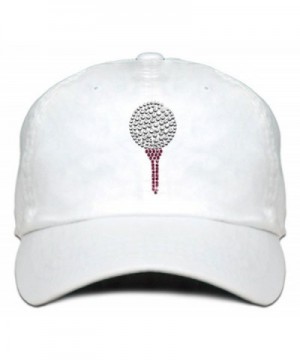 Ladies Cap with bling Rhinestone design of Golf Ball and Tee - White - CY182WZUMO5