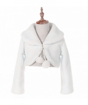 1Y-10Y White Ivory Off Pink Flower Girl Faux Fur Wraps Cape Kids First Communion - White Style C - CZ180Z2O3QG