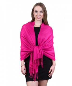 Fashmina Pure Solid Pashmina Shawl Scarf - Silky soft- Opaque - Hot Pink - CU1880THENS