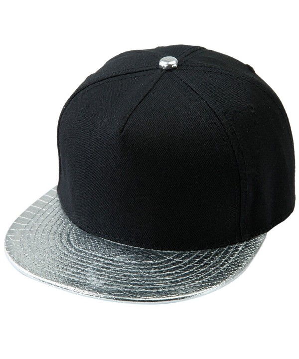 Samtree Unisex Snapback Hats-Adjustable Hip Hop Flat Brim Baseball Cap - 04-silver & Black - CJ17YII0A07