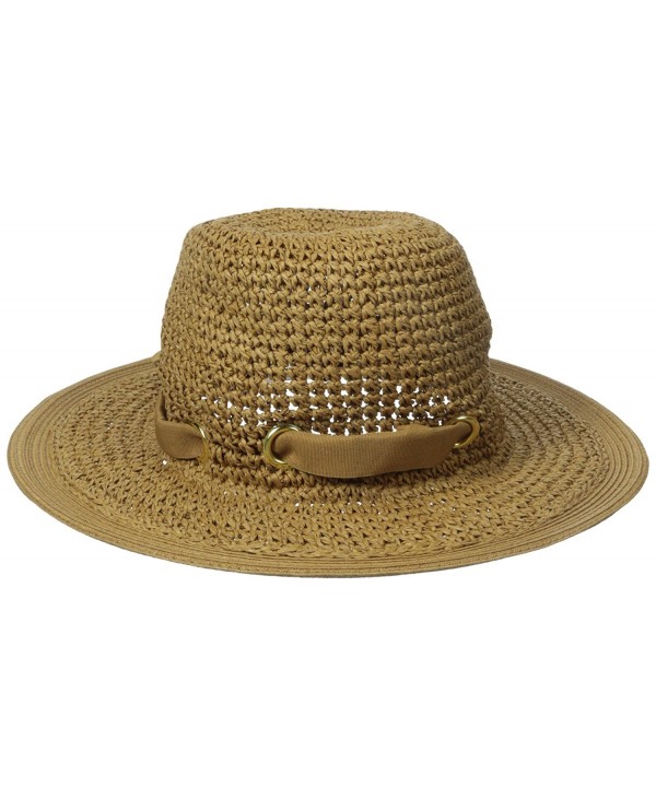 San Diego Hat Company Women's Crochet Floppy Sun Hat With Grommets - Tobacco - CZ126AORPDZ