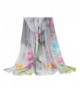 E-Clover Lightweight Chiffon Sheer Scarves: Women's Fashionable Flower Print Scarf - Gray - CS186IENTLM