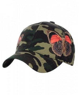 C.C Camoflauge Butterfly Print Adjustable Precurved Cotton Baseball Cap Hat - C017XXE73SK
