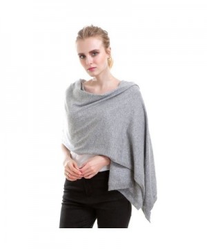 Vemolla Women Knitted Wool Solid Long Shawl Scarf Warp - Soft Grey - CV187R8RLKH