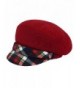 Dahlia Women's Wool Blend newsboy Hat - Belt Accent Plaid Visor - Red - CY128J6YJHN
