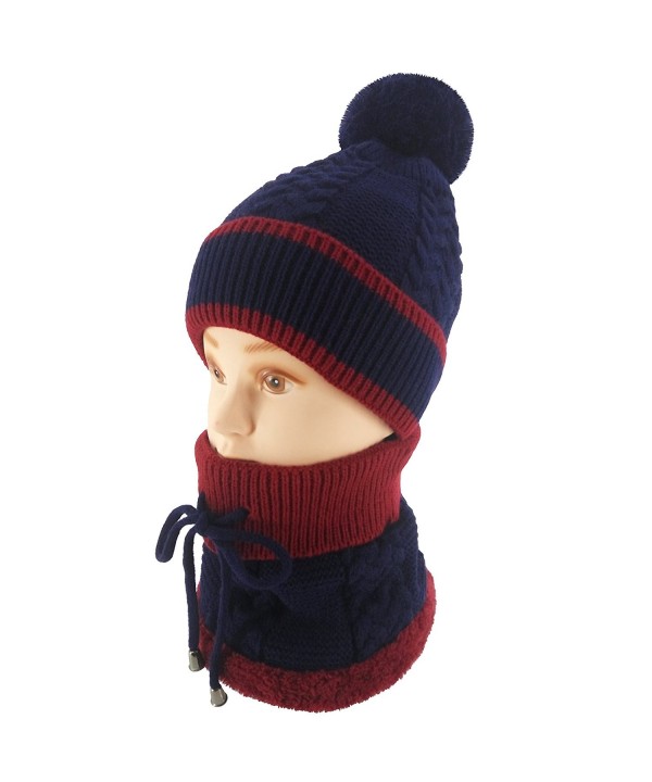 Ledamon Winter Slouchy Beanie Cable Knit Skull Hat Warm Scarf Thick Ski Cap For Men Women - Dark Blue - CB1888AQW8R