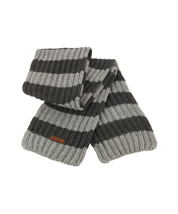 Result Unisex Winter Chunky Knit Stripe Windproof Scarf - Grey/Charcoal - C511HCNCV1B