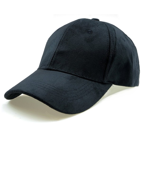 RufNTop Classic Faux Leather Suede Adjustable Plain Baseball Cap - Navy - CA12N85MTTR