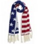 Patriotic American Stars & Stripes Flag Long Winter Knit Scarf With Fringe - CK12NTP2XC8