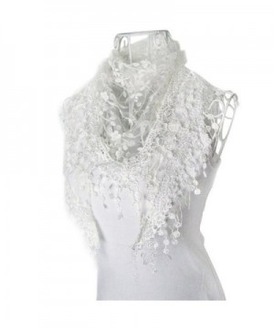 Ammazona Fashion Lace Tassel Sheer Burntout Floral Print Triangle Mantilla Scarf - E - CH12HKDG1NL