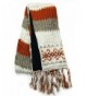 TCG Women's Hand Knit Wool Vintage Pattern Scarf - Cinnamon & Cream - CJ11PVF4QHT