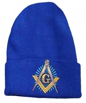 Mason Blue Winter Skull Cap Knit Ski Hat Masonic Lodge Cuffed Beanie - CZ126ZL2HYB