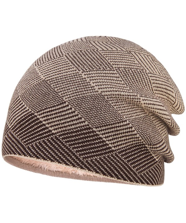 Bodvera Beanie Winter Warm Slouchy Knit Hats For Men/Women-Skull Cap - Coffee - CZ188ZDRK8A