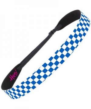 Hipsy Women's Adjustable NO SLIP Checkerboard Wide Fashion Headband Multi Gift Packs - Wide Blue & White - CN12EUKGZZB