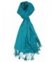 Love Lakeside-Large- Soft- Silky Pashmina Shawl- Wrap- Scarf in Solid Colors - Teal Blue - CR17YECOW5O