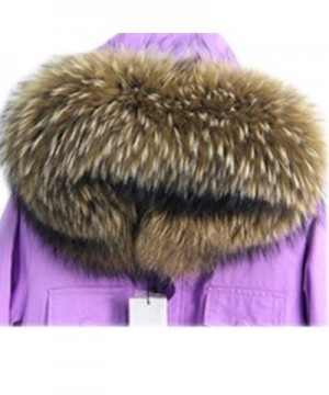 Gegefur Women's Genuine real raccoon Fox Fur Collar Scarf Wrap Neck Warmer Scarves - natural color - C112F6C3M4T