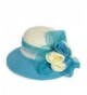 Lady Dress Straw Cloche Sweet Cute Floral Bucket Hat Bridal Church Derby Cap W204 - Turquoise - CE17YCUWGZH