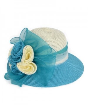 Cloche Floral Bucket Bridal Turquoise in Women's Sun Hats