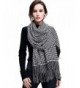 Kagogo Women's Australian Wool Cozy Winter Warm Thick Wrap Scarf Shawl - White&black - C612ODM91JX