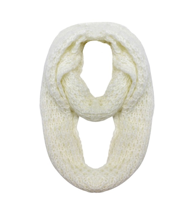 Mohair Winter Knit Infinity Scarf - Ivory - CA1103TMOGX