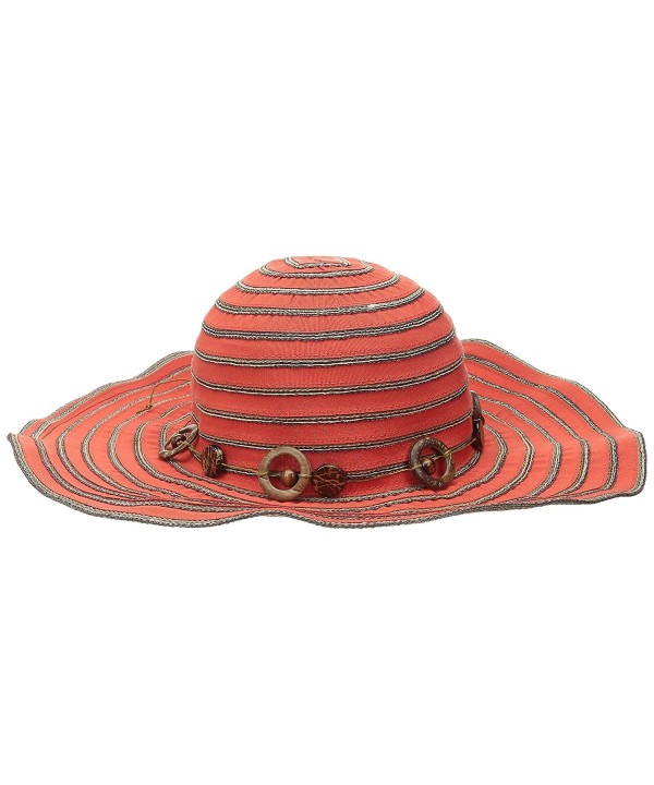 San Diego Hat Company Women's 4-Inch Brim Ribbon Sun Hat With Bead Trim - Cayenne - CI126AORCTH