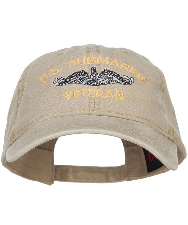 E4hats US Submarine Veteran Military Embroidered Washed Cap - Khaki - C8186N5O96L