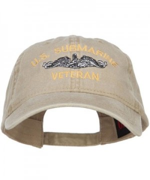 E4hats US Submarine Veteran Military Embroidered Washed Cap - Khaki - C8186N5O96L