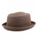 THE HAT DEPOT Unisex Light Weight Classic Soft Cool Mesh Porkpie Hat - Brown - CV183NIA4A7