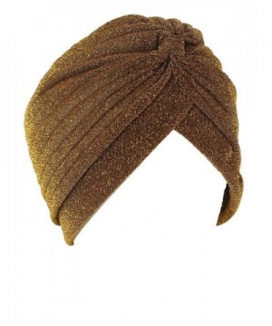 Women's Perfect Fit Beautiful Turbans Hat Hair Wrap Cover Up - Gold - C2182IYWLWR