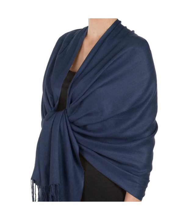 Pashmina Large Soft Plain Shawl/Wrap/Scarf for Women - Navy - CM189OAMT69