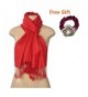 Elegant Pashmina Silk Blend Soft Wrap Scarf Shawl For Women - Solid Colors " FREE GIFT " - Red - CX1852EED2W
