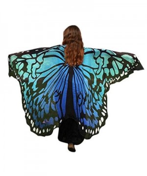 HITOP Women Soft Chiffon Halloween Party Butterfly Wings Shawl Festival Wear Dress Up Cape - Black/Blue - C8186ZW9NCR
