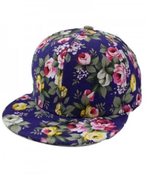 WILLTOO Rose Flower Hip-Hop Baseball Cap Flat Snapback Hat - Blue - CF12HQHO2YV