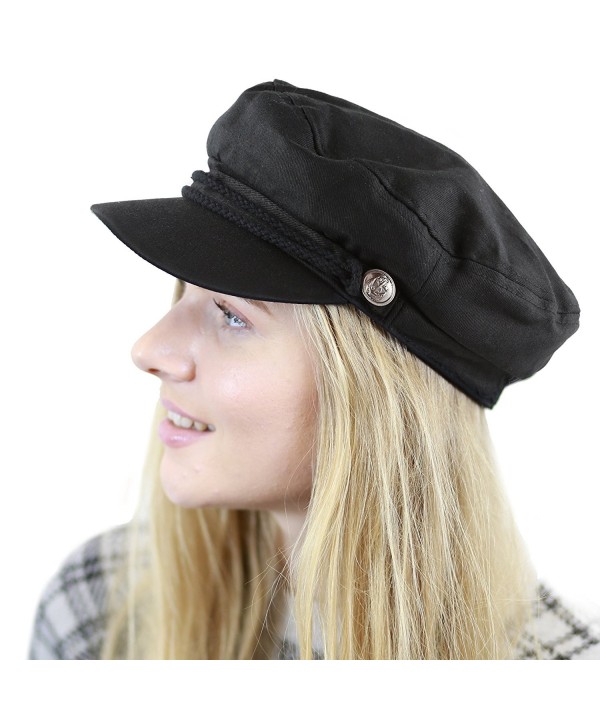 THE HAT DEPOT Black Horn Unisex Cotton Greek Fisherman's Sailor Fiddler Hat Cap - Black - C5187LRXRZK