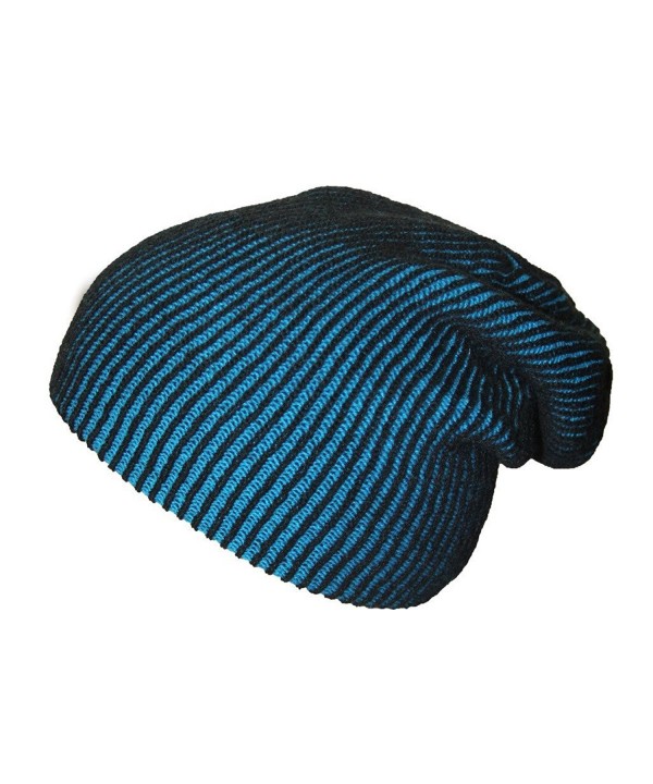 Sebacap Pinstripe 10" Slouch Beanie - Black-aqua - C7128NSI8H9