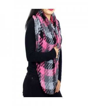 Basketweave Fringed Infinity Scarf Pink in Cold Weather Scarves & Wraps